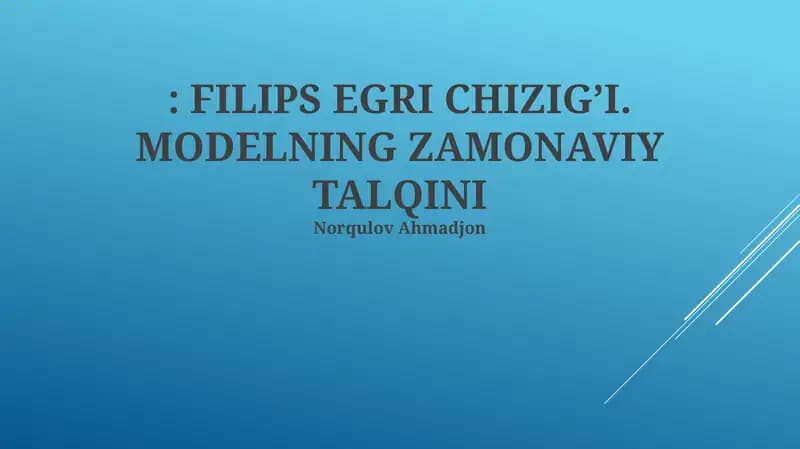 FILIPS EGRI CHIZIG’I. MODELNING ZAMONAVIY TALQINI