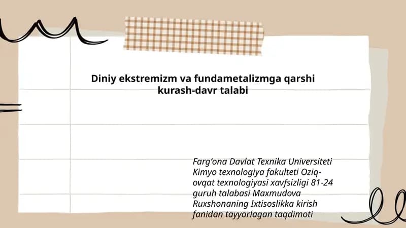 Diniy ekstremizm va fundametalizmga qarshi kurash-davr talabi