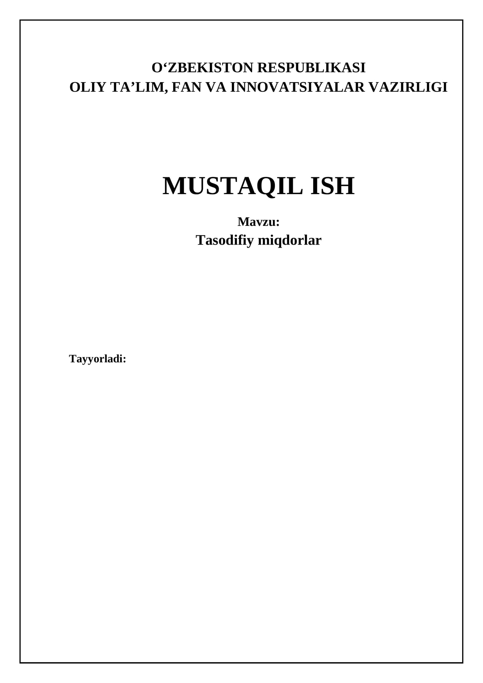 Tasodifiy oʻzgaruvchilar: Asosiy tushunchalar va taʼriflar