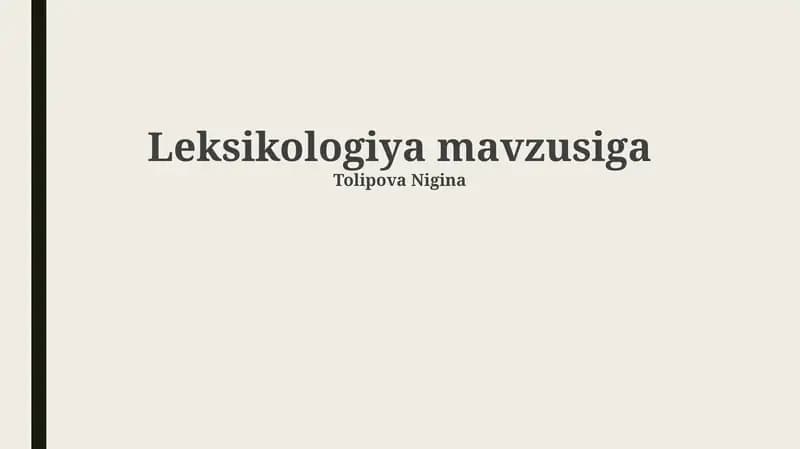 Leksikologiya mavzusiga
