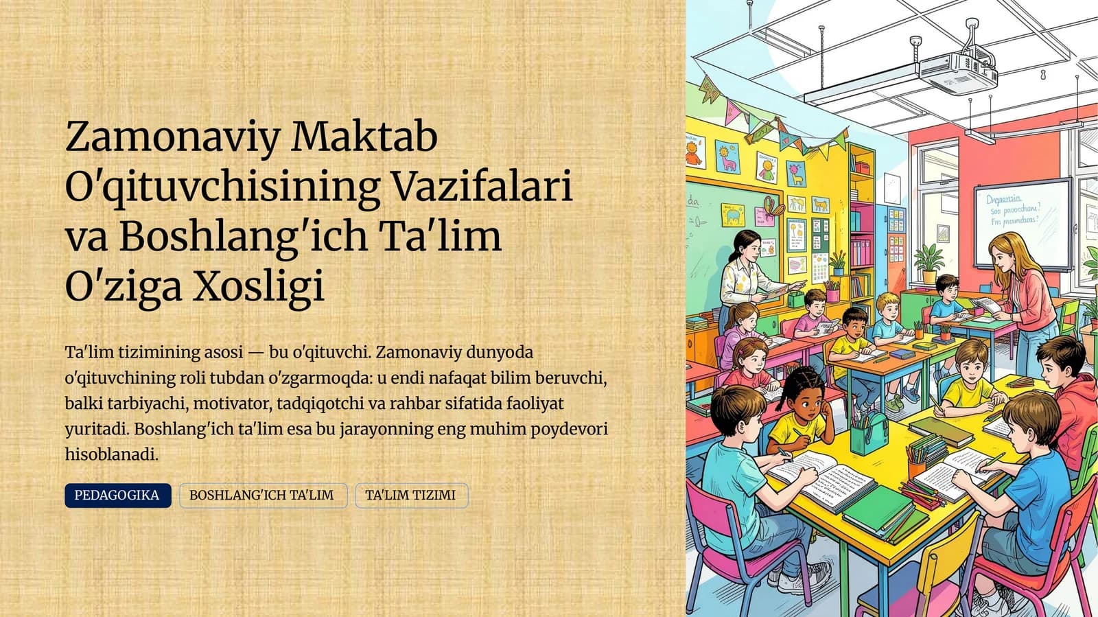 Zamonaviy Maktab O'qituvchisining Vazifalari va Boshlang'ich Ta'lim O'ziga Xosligi