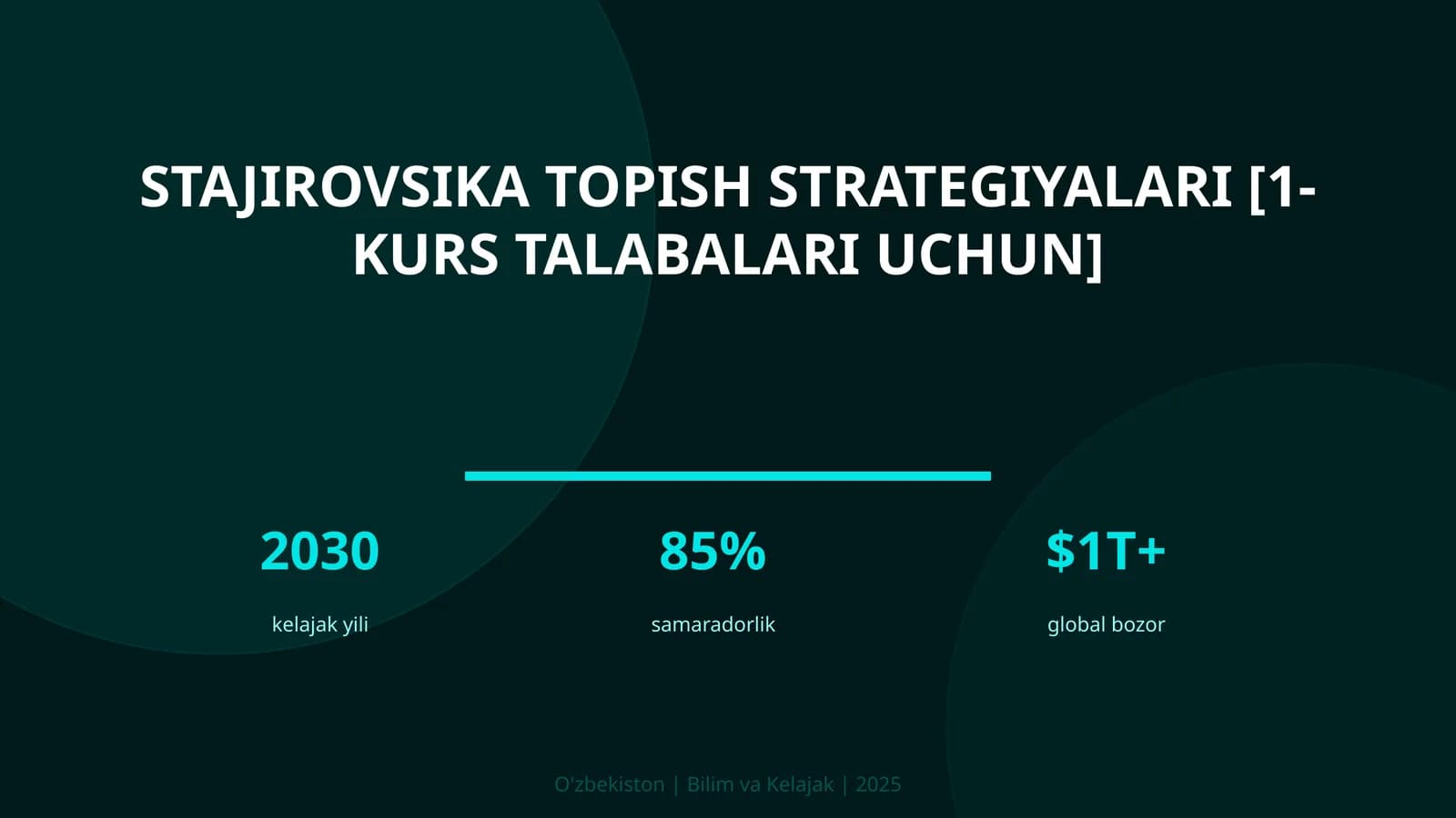 STAJIROVSIKA TOPISH STRATEGIYALARI [1-KURS TALABALARI UCHUN]