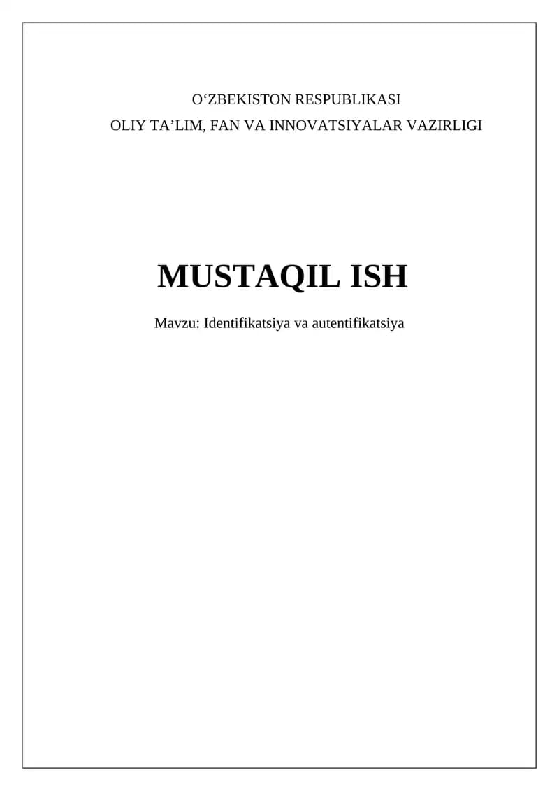 Identifikatsiya va autentifikatsiya