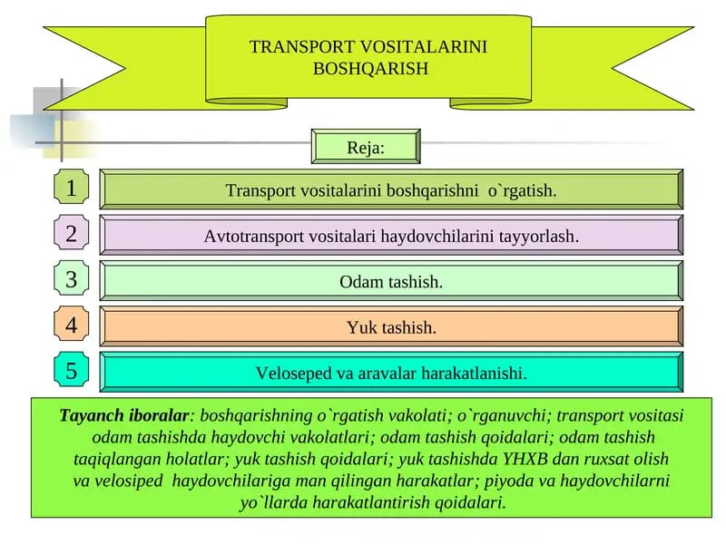 TRANSPORT VOSITALARINI BOSHQARISH