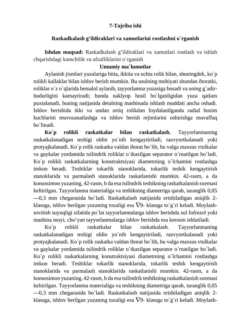 Raskadkalash g’ildiraklari va xamutlarini rostlashni o`rganish