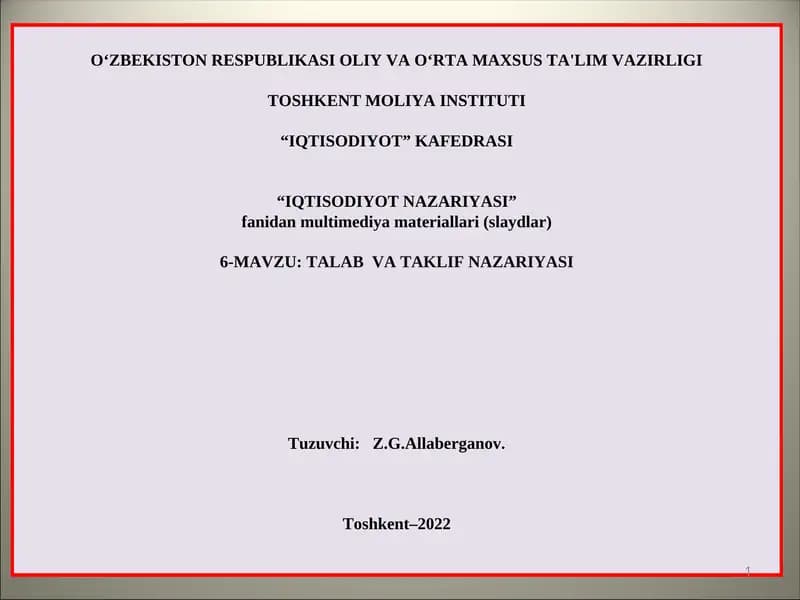 TALAB VA TAKLIF NAZARIYASI