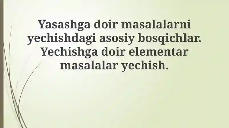 Yoshi bilan bog'liq masalalarni hal qilishning asosiy bosqichlari