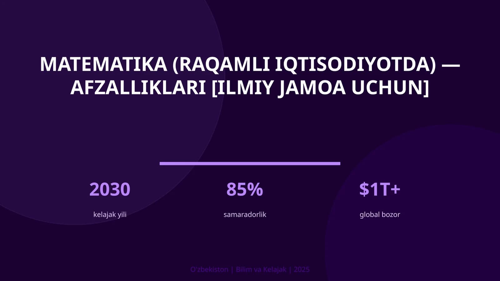 Matematika (raqamli iqtisodiyotda) — afzalliklari [ilmiy jamoa uchun]