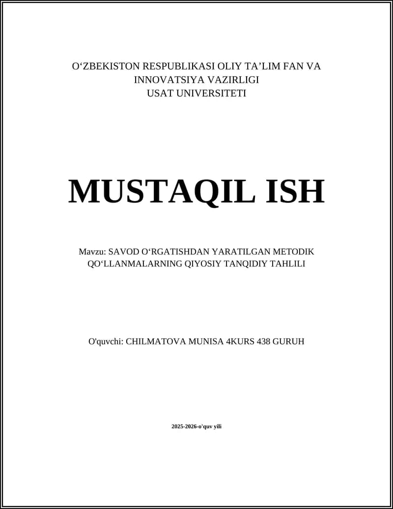 SAVOD OʻRGATISHDAN YARATILGAN METODIK QOʻLLANMALARNING QIYOSIY TANQIDIY TAHLILI