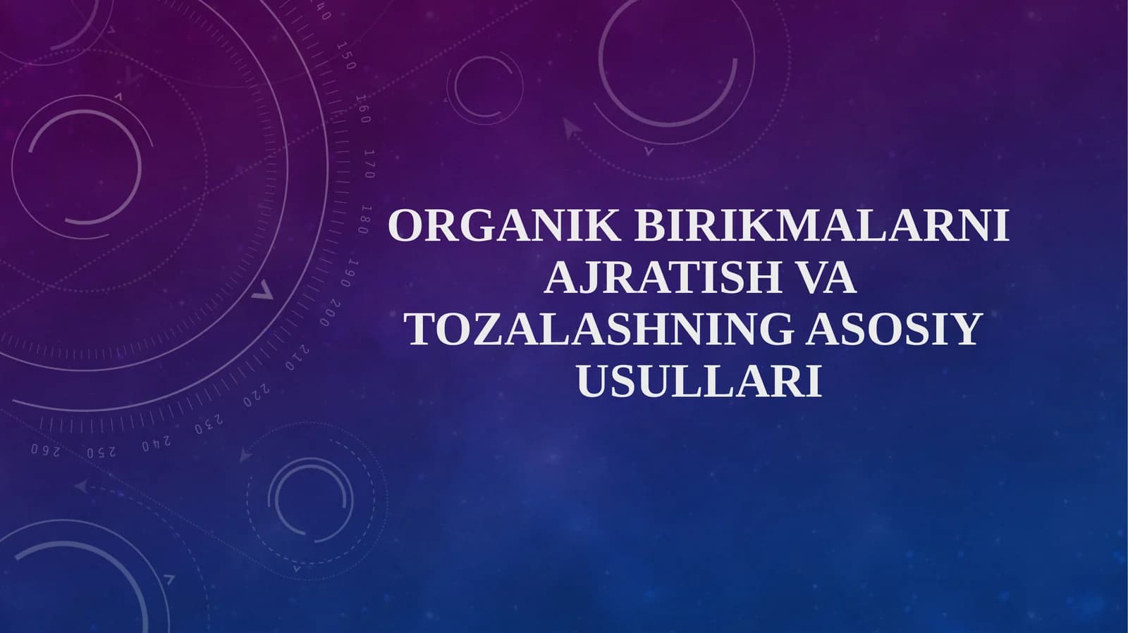 Organik birikmalar ni ajratish va tozalashning asosiy usullari