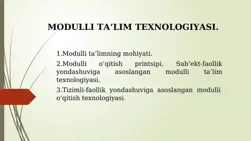 MОDULLI TА’LIM TЕХNОLОGIYASI.