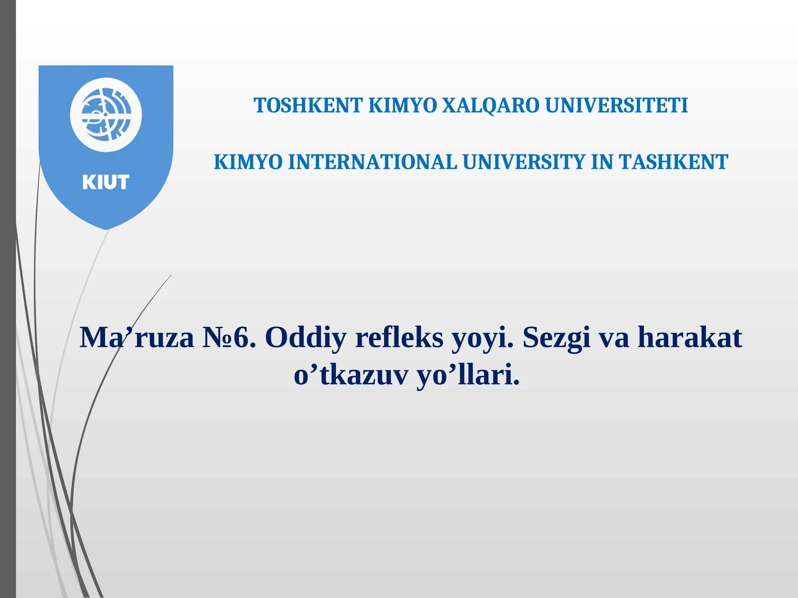 Ma’ruza№6.Oddiy refleks yoyi. Sezgi va harakat o’tkazuv yo’llari