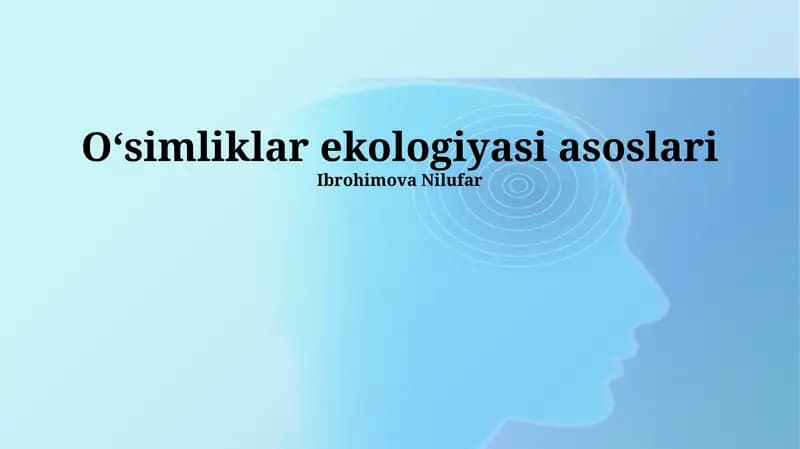 Oʻsimliklar ekologiyasi asoslari