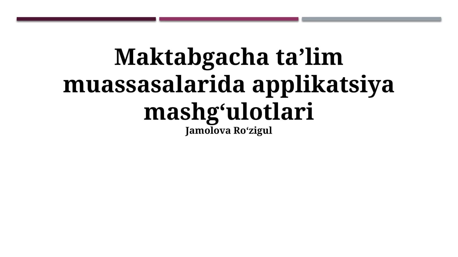 Maktabgacha taʼlim muassasalarida applikatsiya mashgʻulotlari