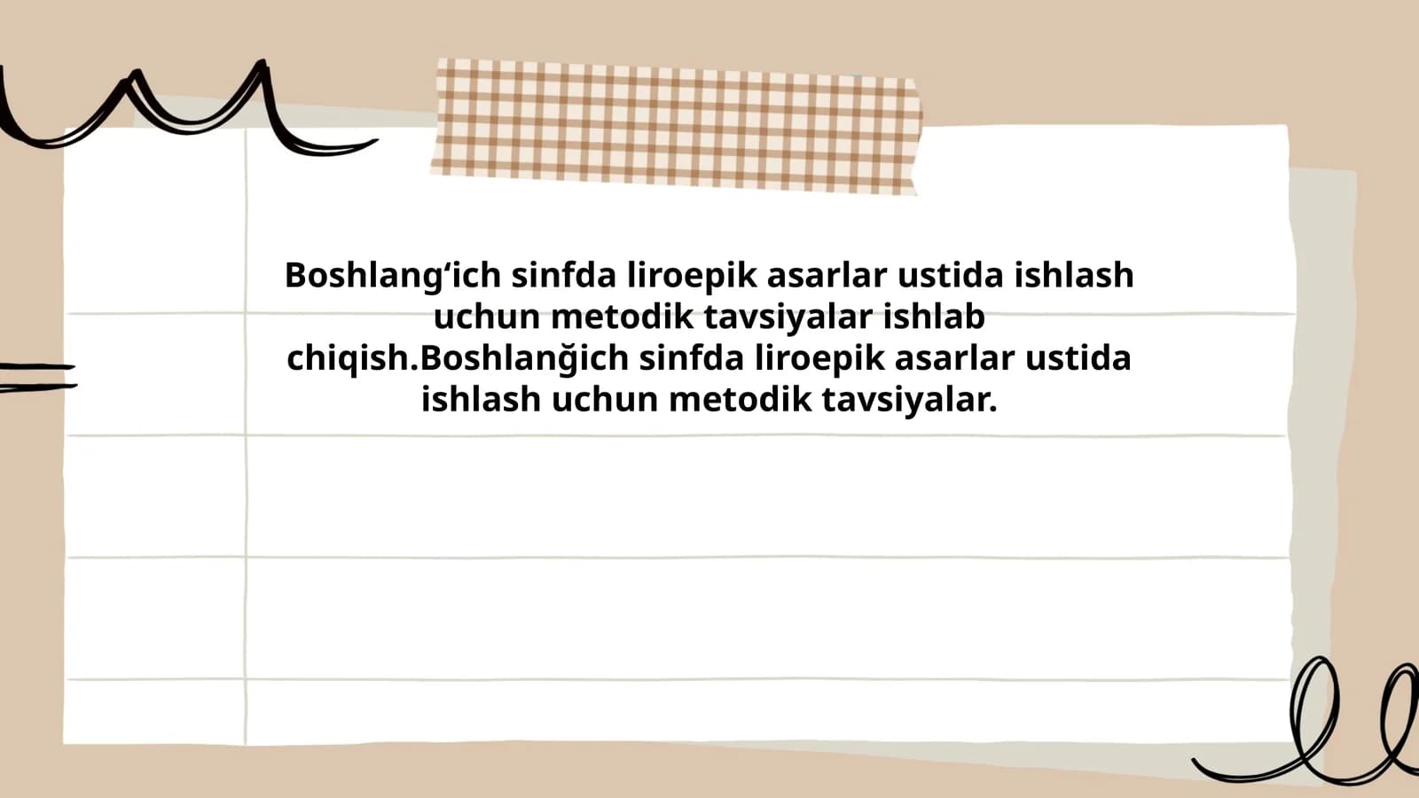 Boshlangʻich sinfda liroepik asarlar ustida ishlash uchun metodik tavsiyalar