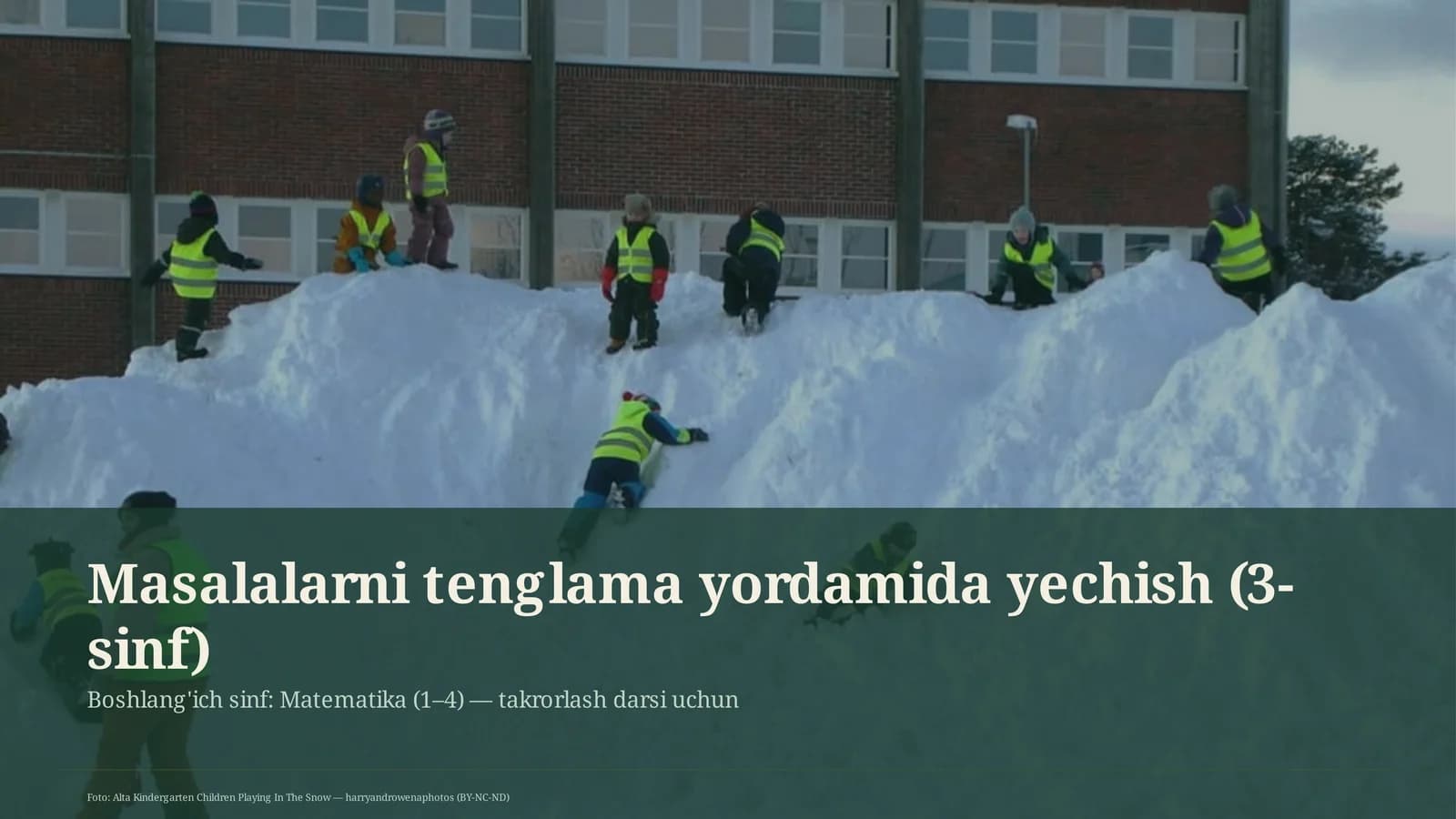 Masalalarni tenglama yordamida yechish (3-sinf)
