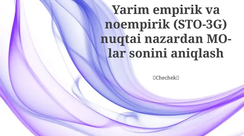Molekulyar Orbitallar (MO) ga Kirish