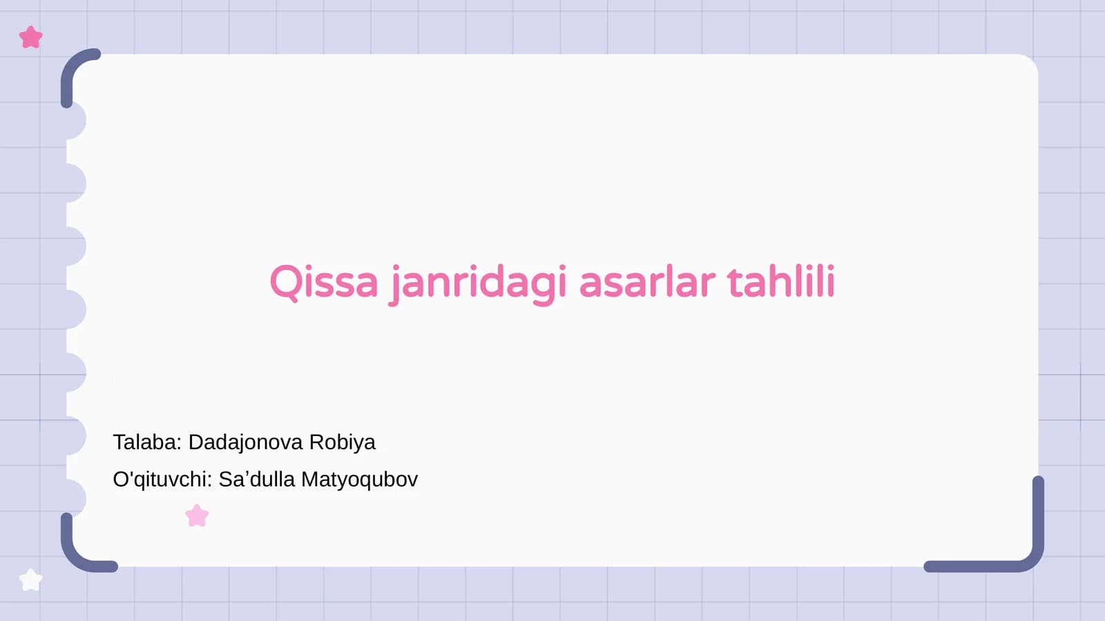 Qissa janridagi asarlar tahlili