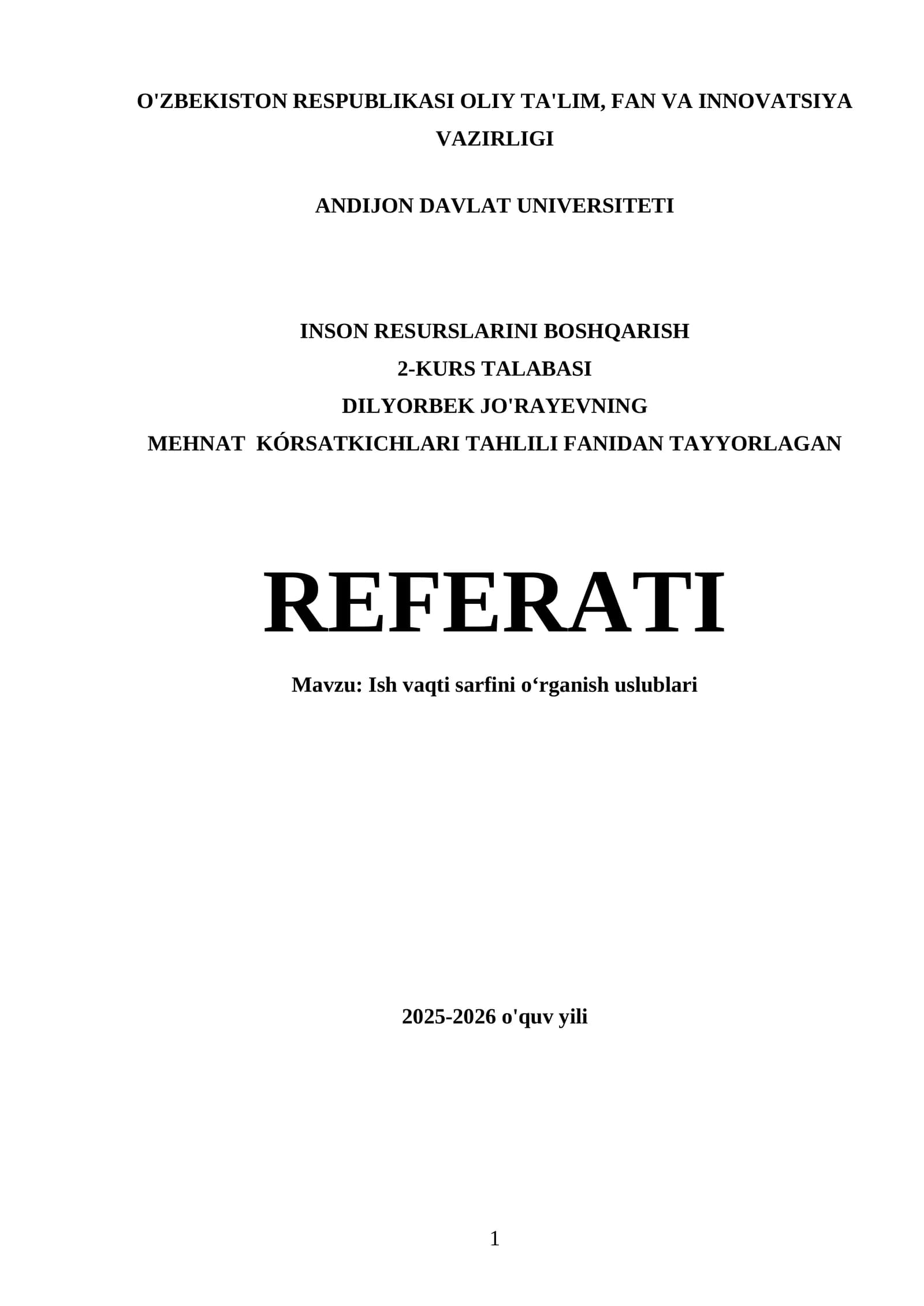 Ish vaqti sarfini o‘rganish uslublari
