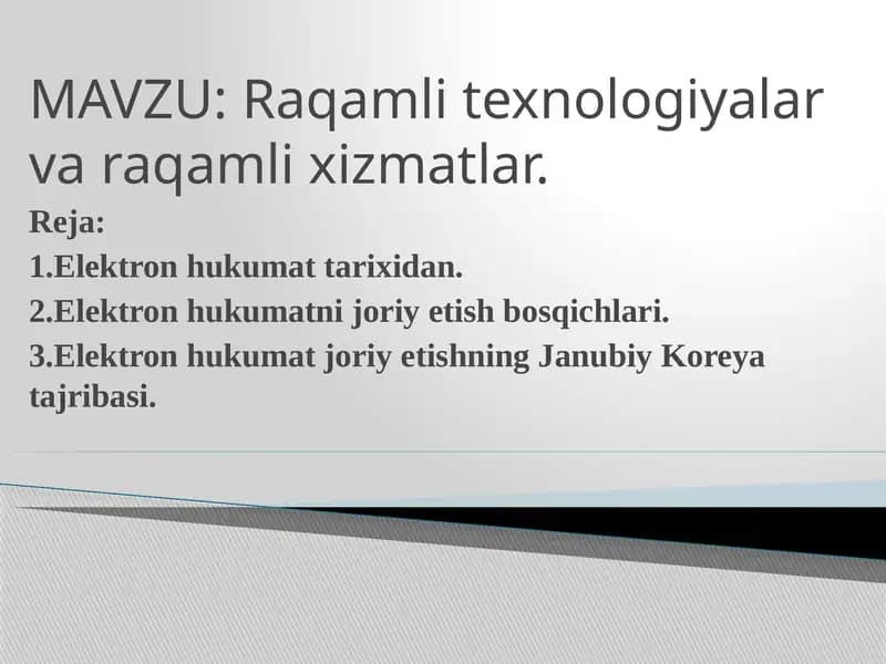 Raqamli texnologiyalar va raqamli xizmatlar