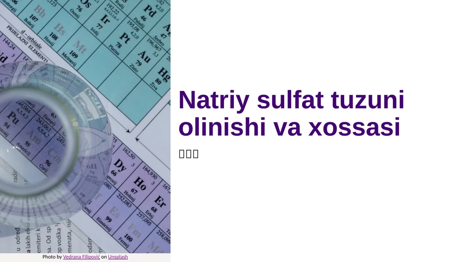 Natriy  sulfat  tuzuni  olinishi  va  xossasi