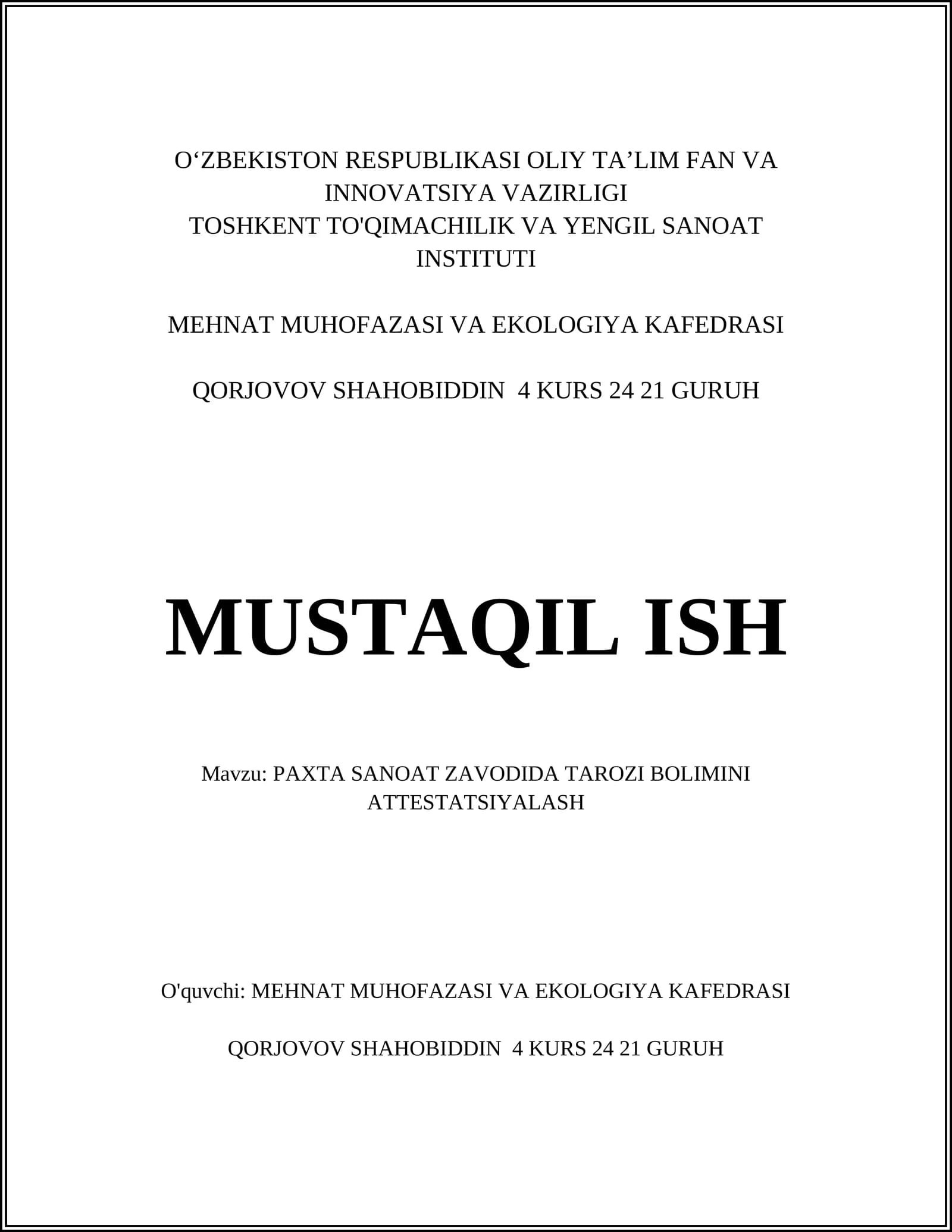 Attestatsiya bo'yicha ish tartibi