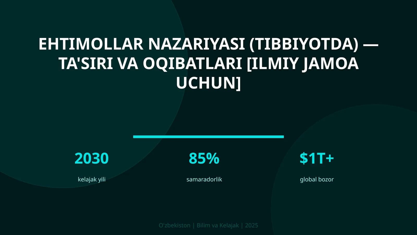 Ehtimollar nazariyasi (tibbiyotda) — ta'siri va oqibatlari [ilmiy jamoa uchun]
