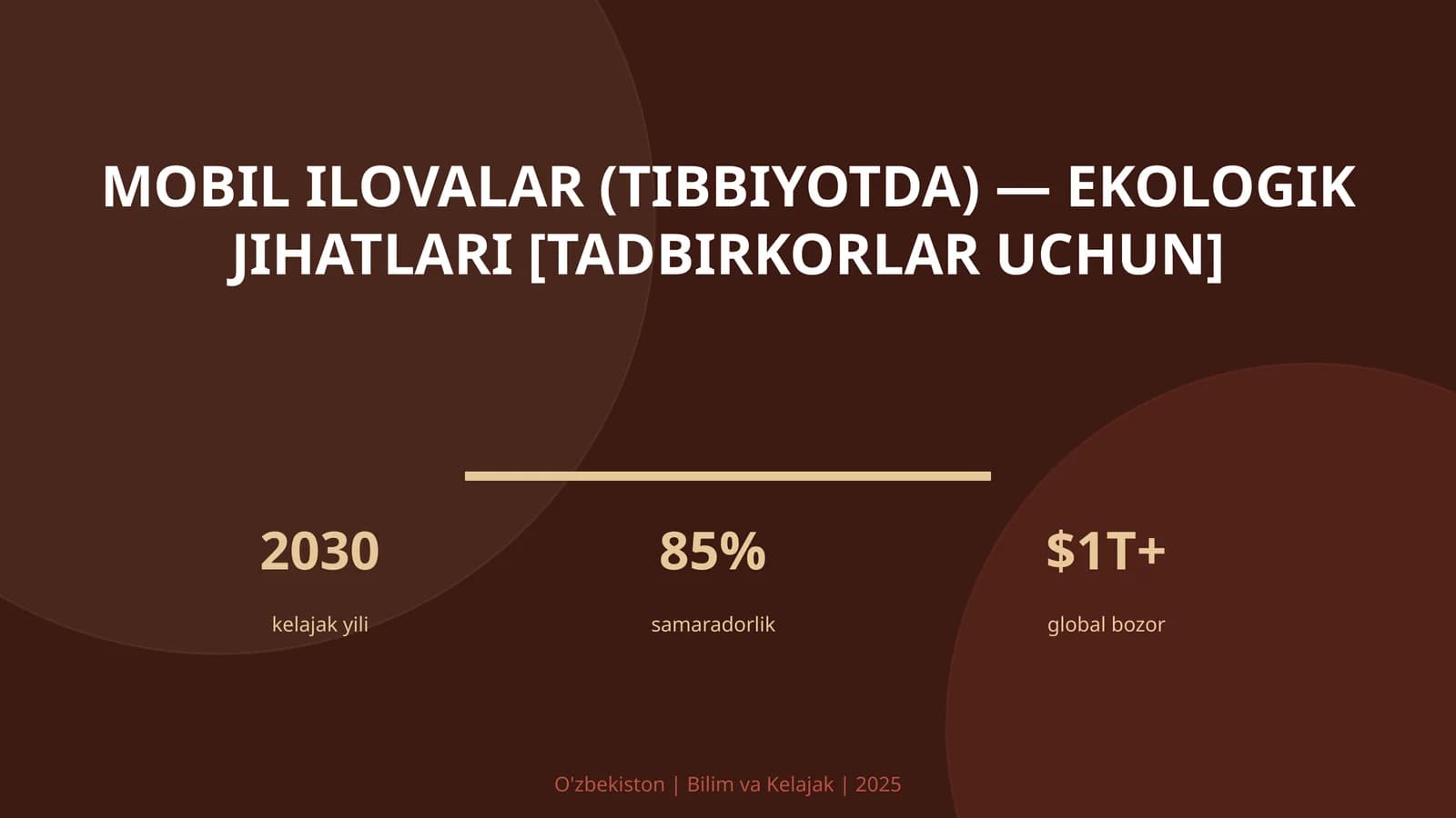 MOBIL ILOVALAR (TIBBIYOTDA) — EKOLOGIK JIHATLARI [TADBIRKORLAR UCHUN]
