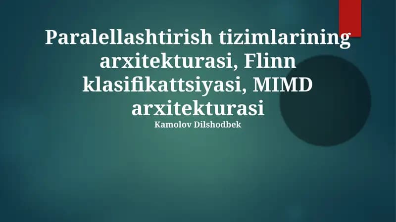 Parallel tizim arxitekturasi