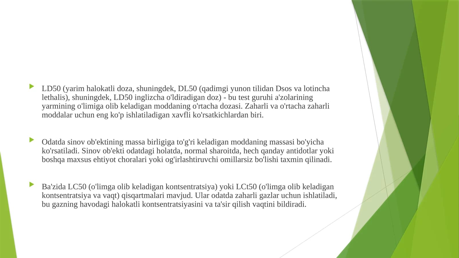 Ld50 (yarim halokatli doza) haqida