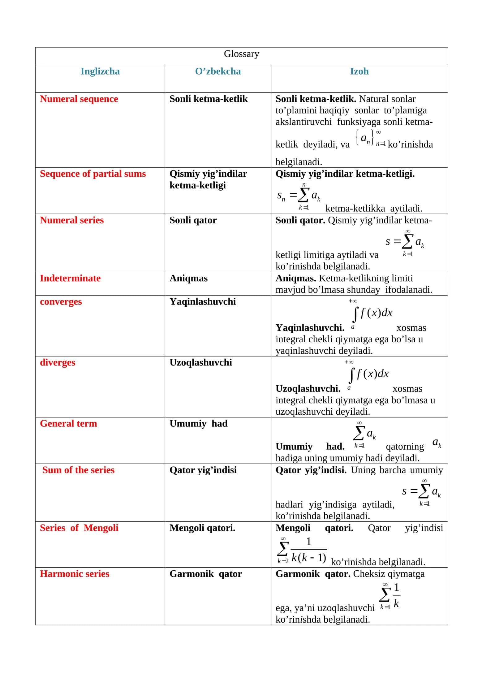 Numeral sequence