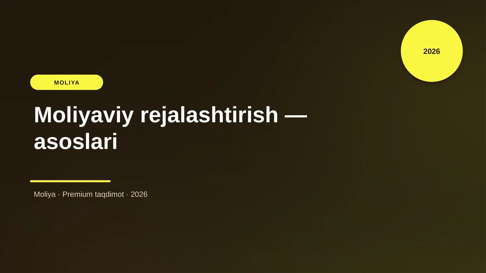 Moliyaviy rejalashtirish — asoslari