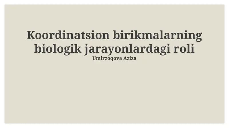 Metalloproteinlar va Metalloenzimlar: Biologik Funksiyalarning Asosiy Elementlari