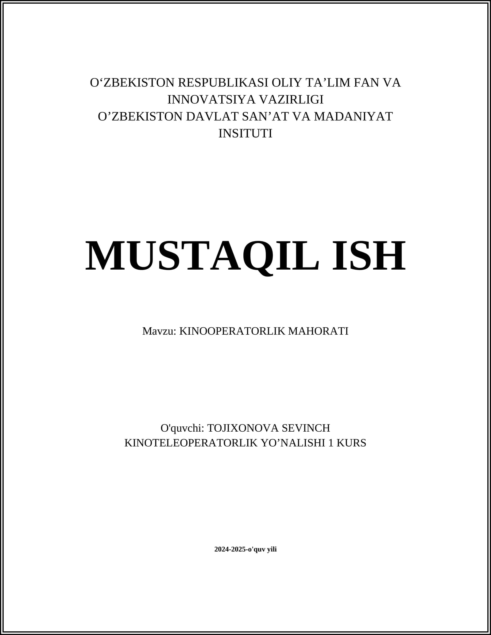 Kinooperatorlik Mahorati