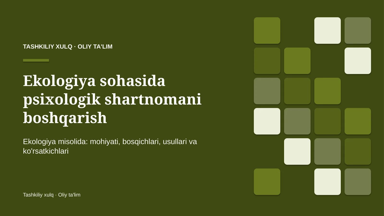ekologiya sohasida psixologik shartnomani boshqarish 6931