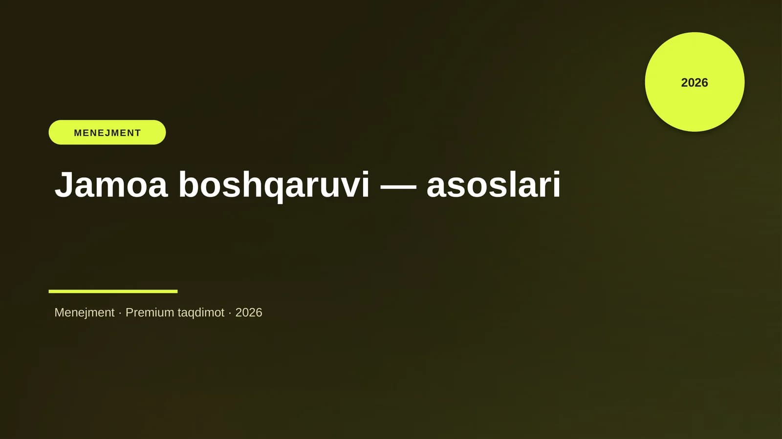 Jamoa boshqaruvi — asoslari