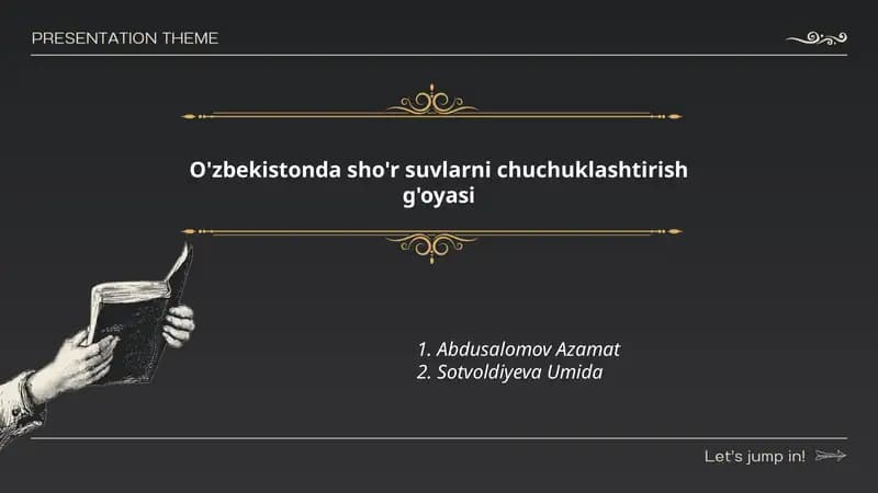 O'zbekistonda sho'r suvlarni chuchuklashtirish g'oyasi