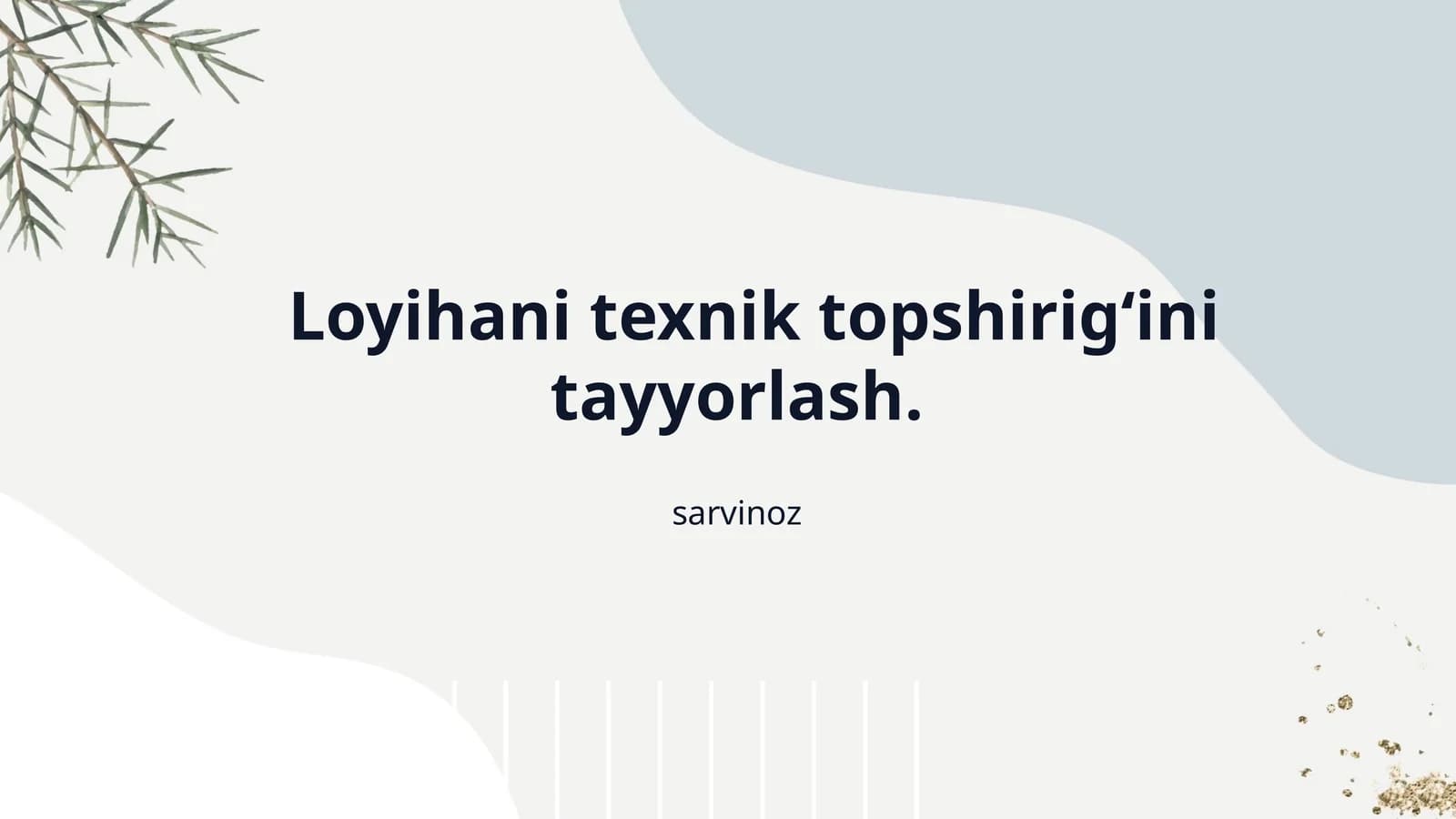 Loyihani texnik topshirig‘ini tayyorlash.