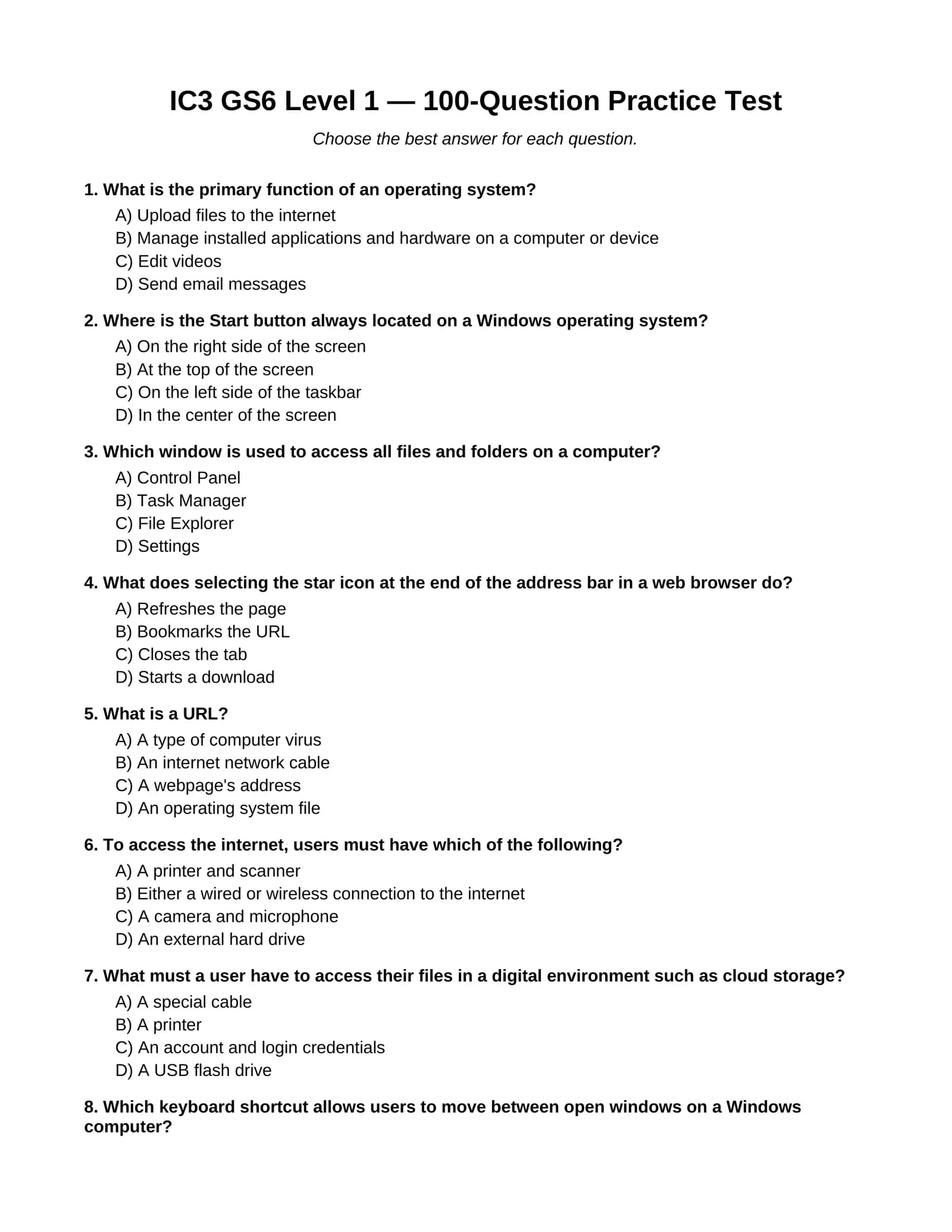 IC3 GS6 LEVEL 1 TEST