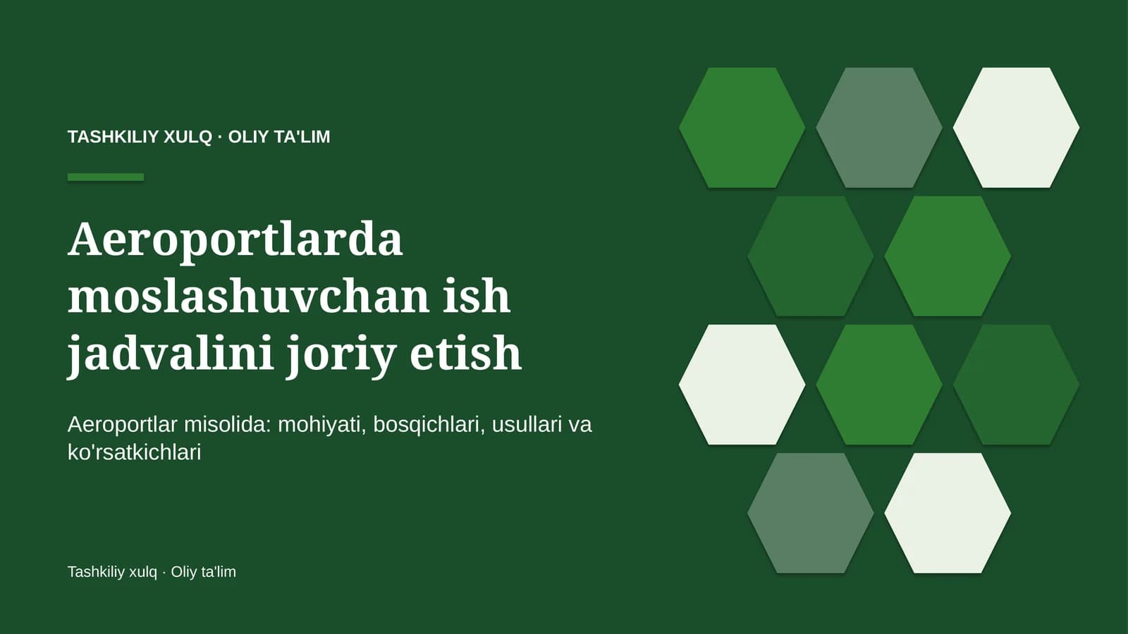 Aeroportlarda moslashuvchan ish jadvalini joriy etish