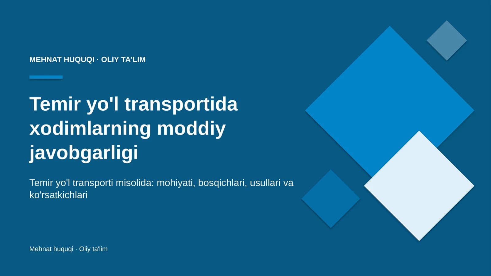 Temir yo'l transportida xodimlarning moddiy javobgarligi
