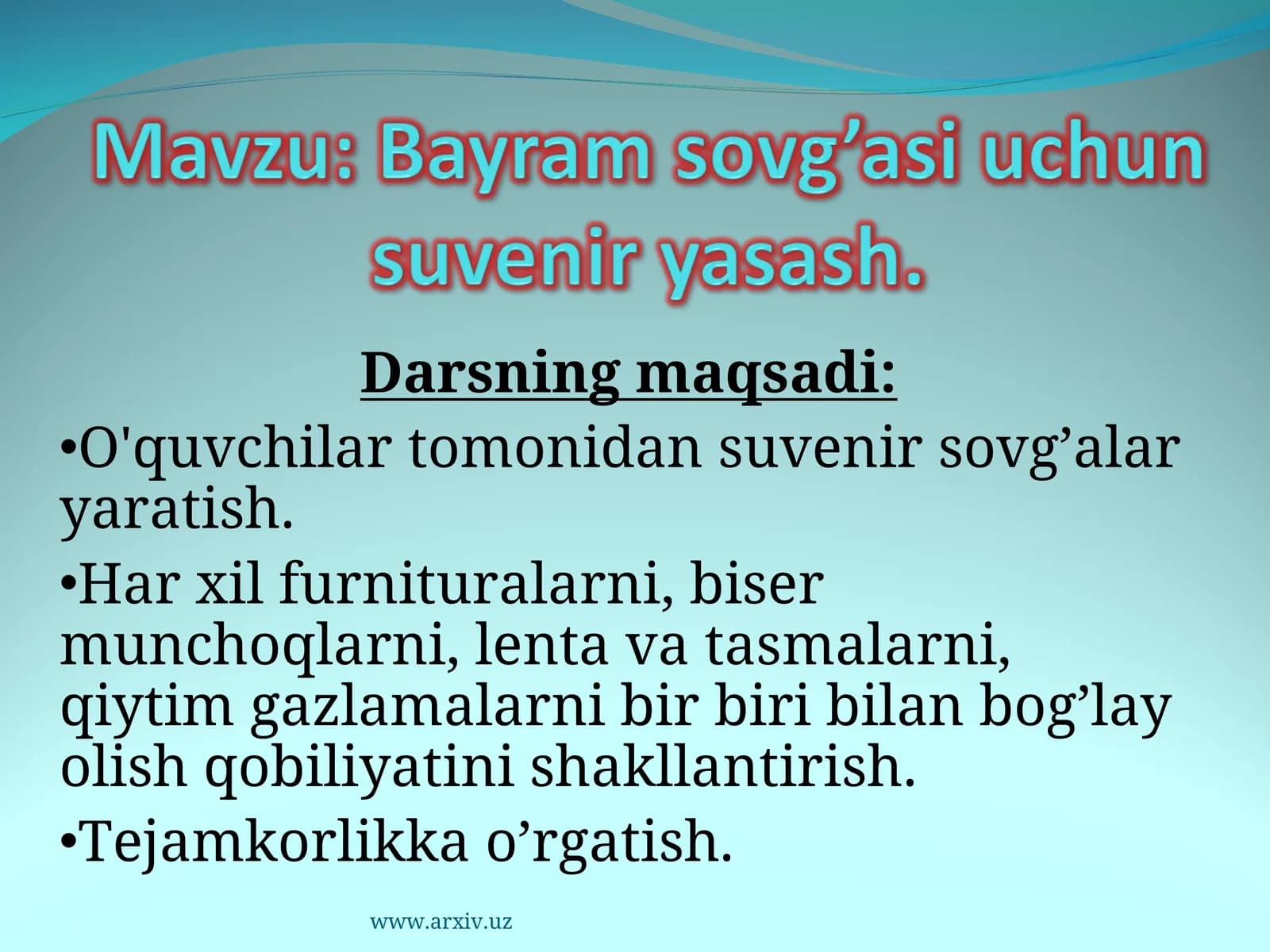 Suvenir sovg’alar yaratish