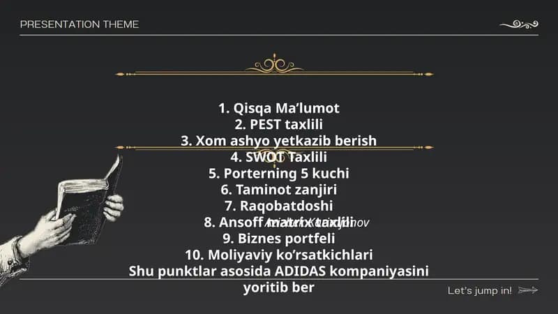 ADIDAS kompaniyasini yoritib ber