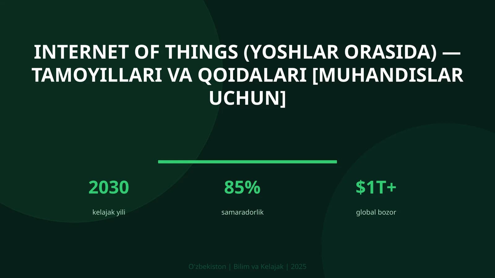INTERNET OF THINGS (YOSHLAR ORASIDA) — TAMOYILLARI VA QOIDALARI [MUHANDISLAR UCHUN]