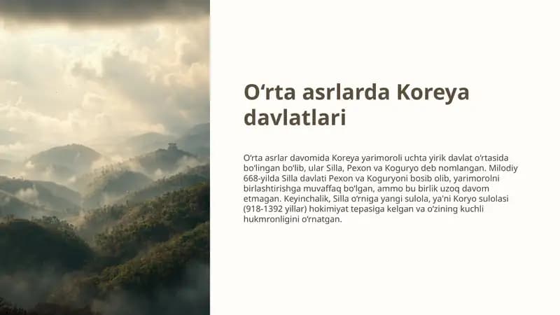 Koreya o'rta asrlarda xayoti