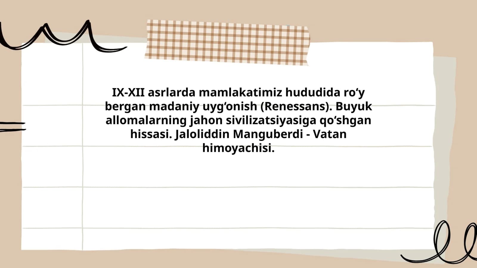 IX-XII asrlarda mamlakatimiz hududida ro‘y bergan madaniy uyg‘onish (Renessans)