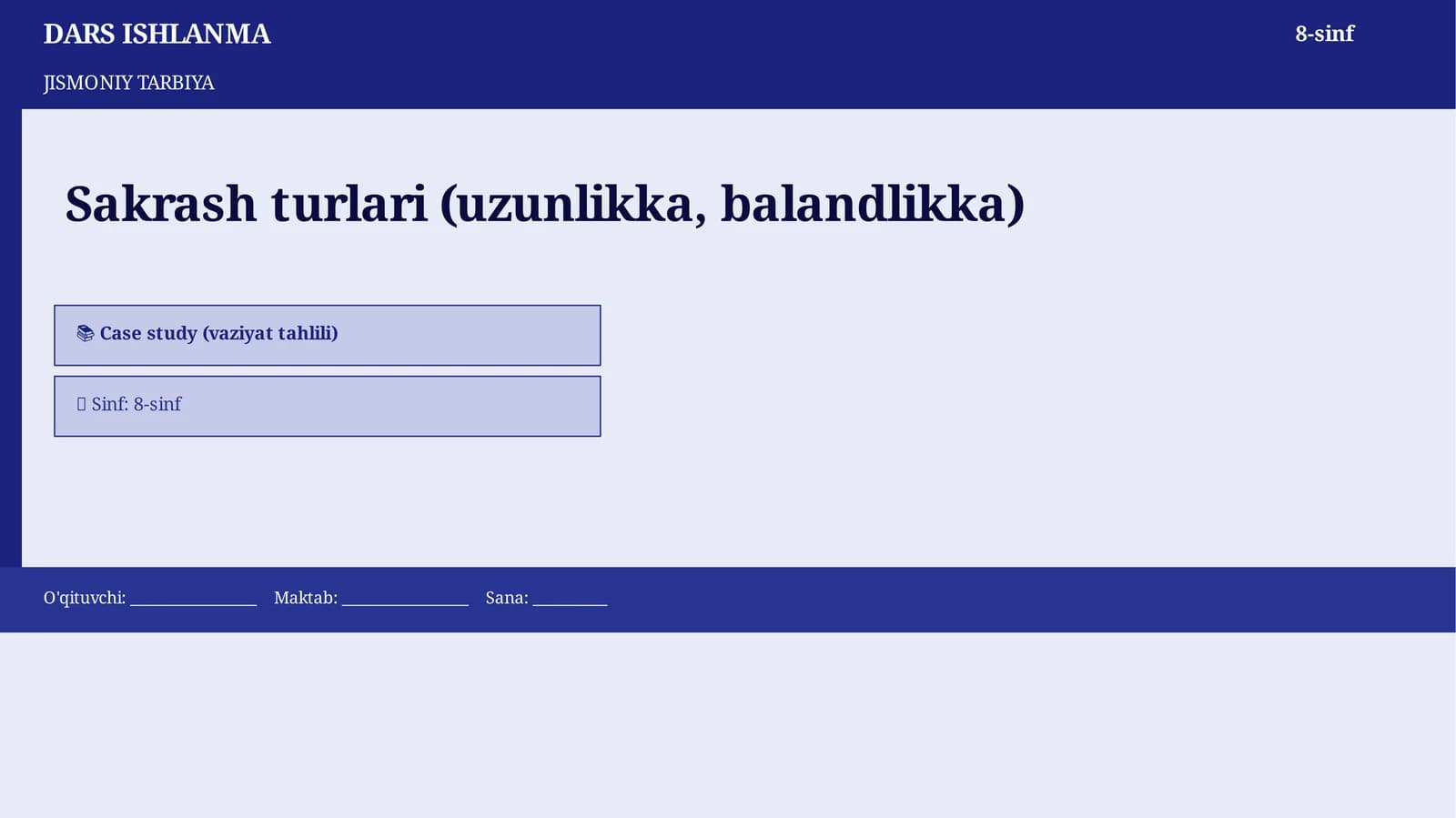 Sakrash turlari (uzunlikka, balandlikka)