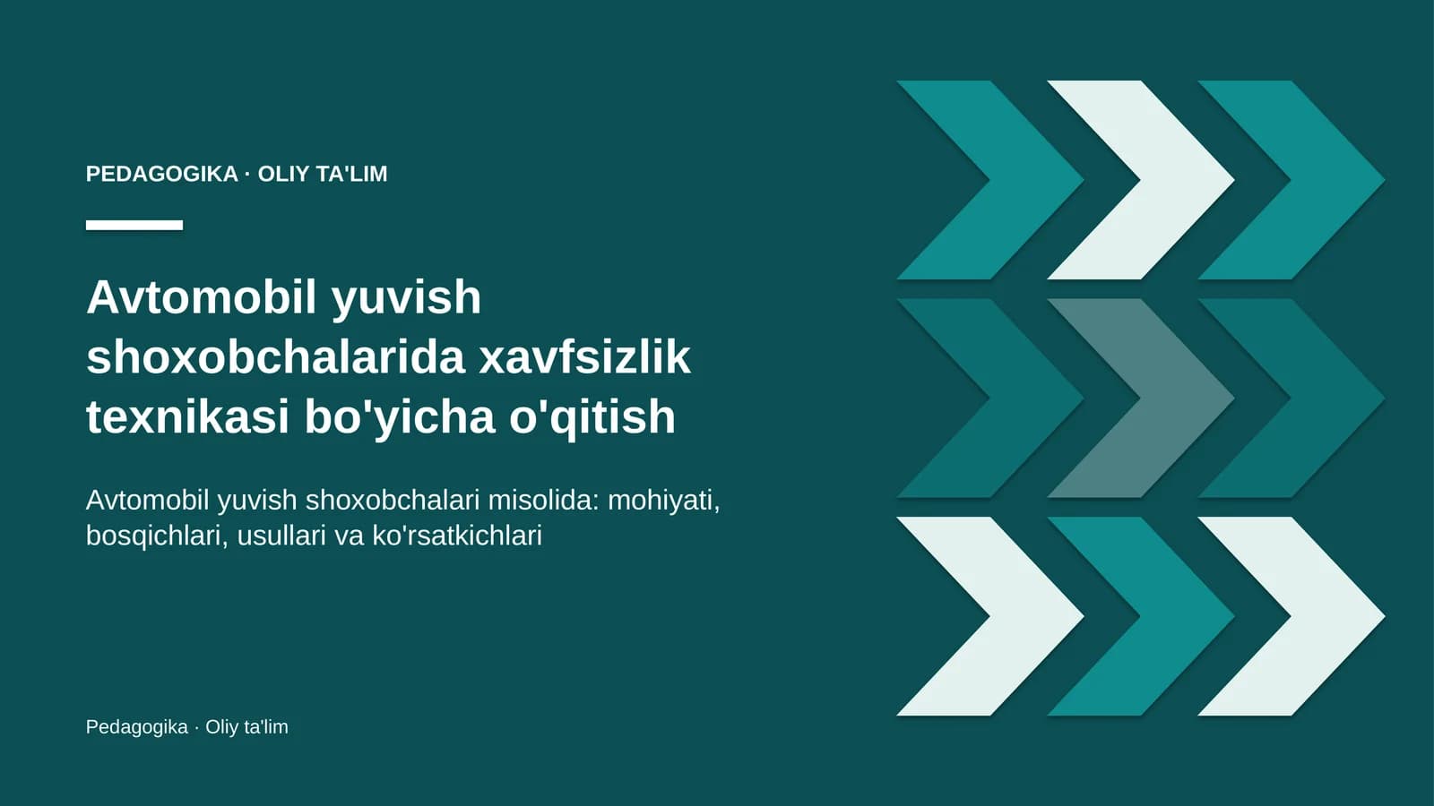 Avtomobil yuvish shoxobchalarida xavfsizlik texnikasi bo'yicha o'qitish