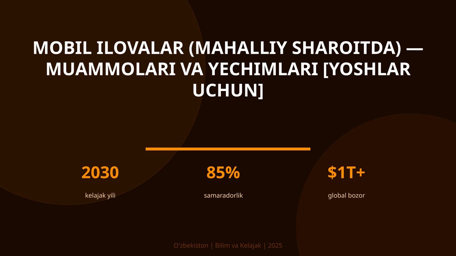 Mobil ilovalar (mahalliy sharoitda) — muammolari va yechimlari [yoshlar uchun]