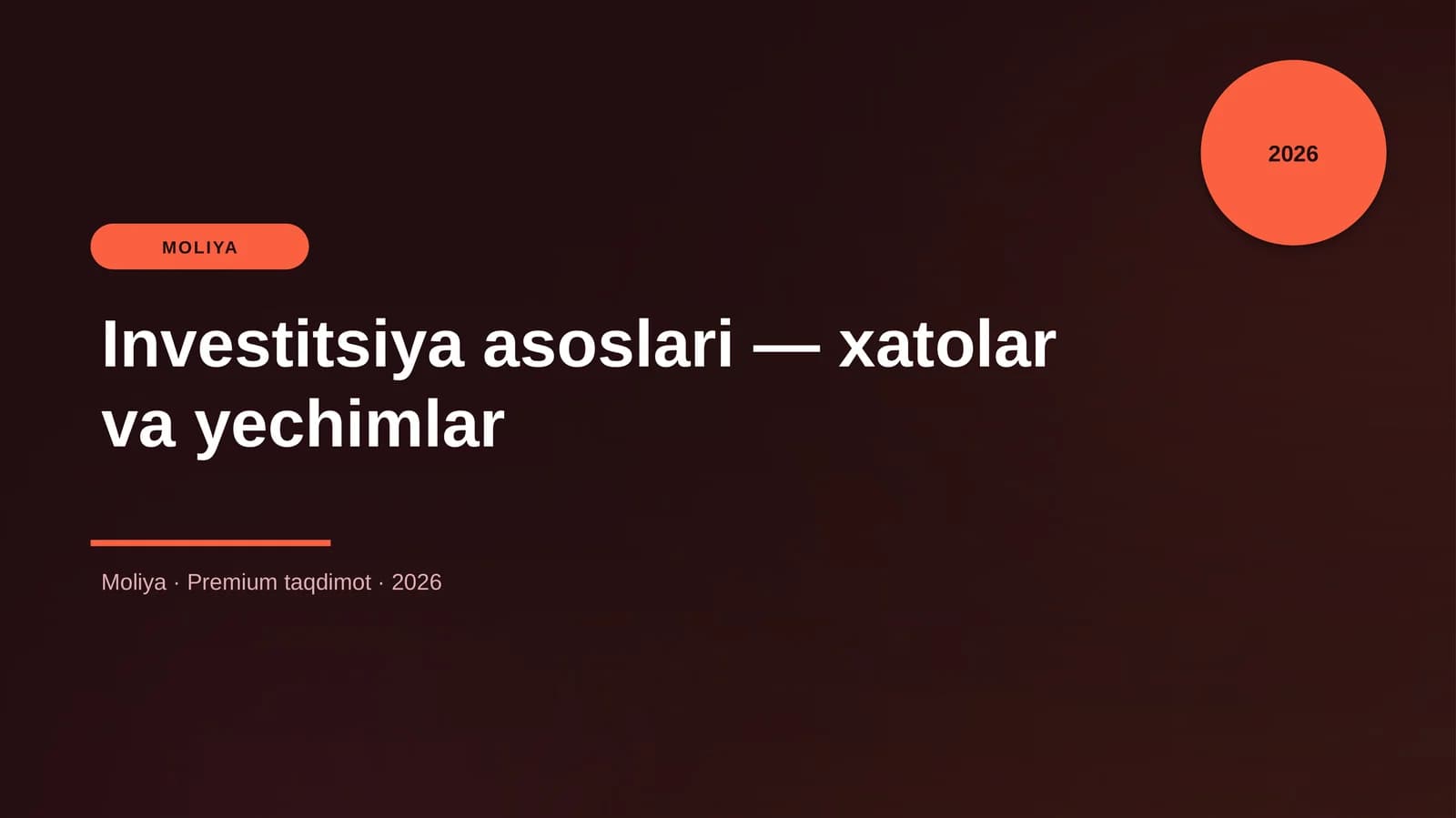 Investitsiya asoslari — xatolar va yechimlar
